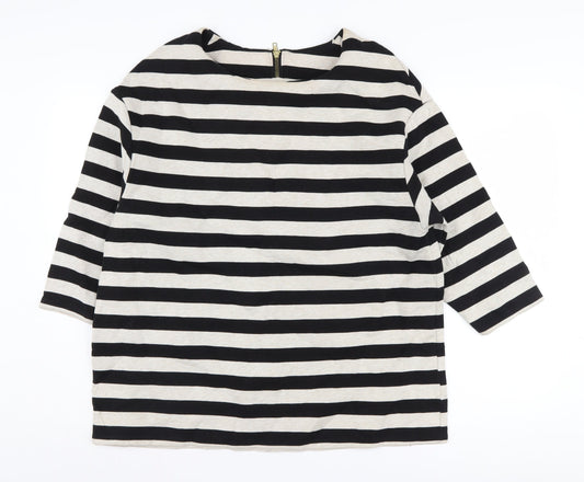 H&M Women's Black Striped Pullover Sweatshirt, Size L