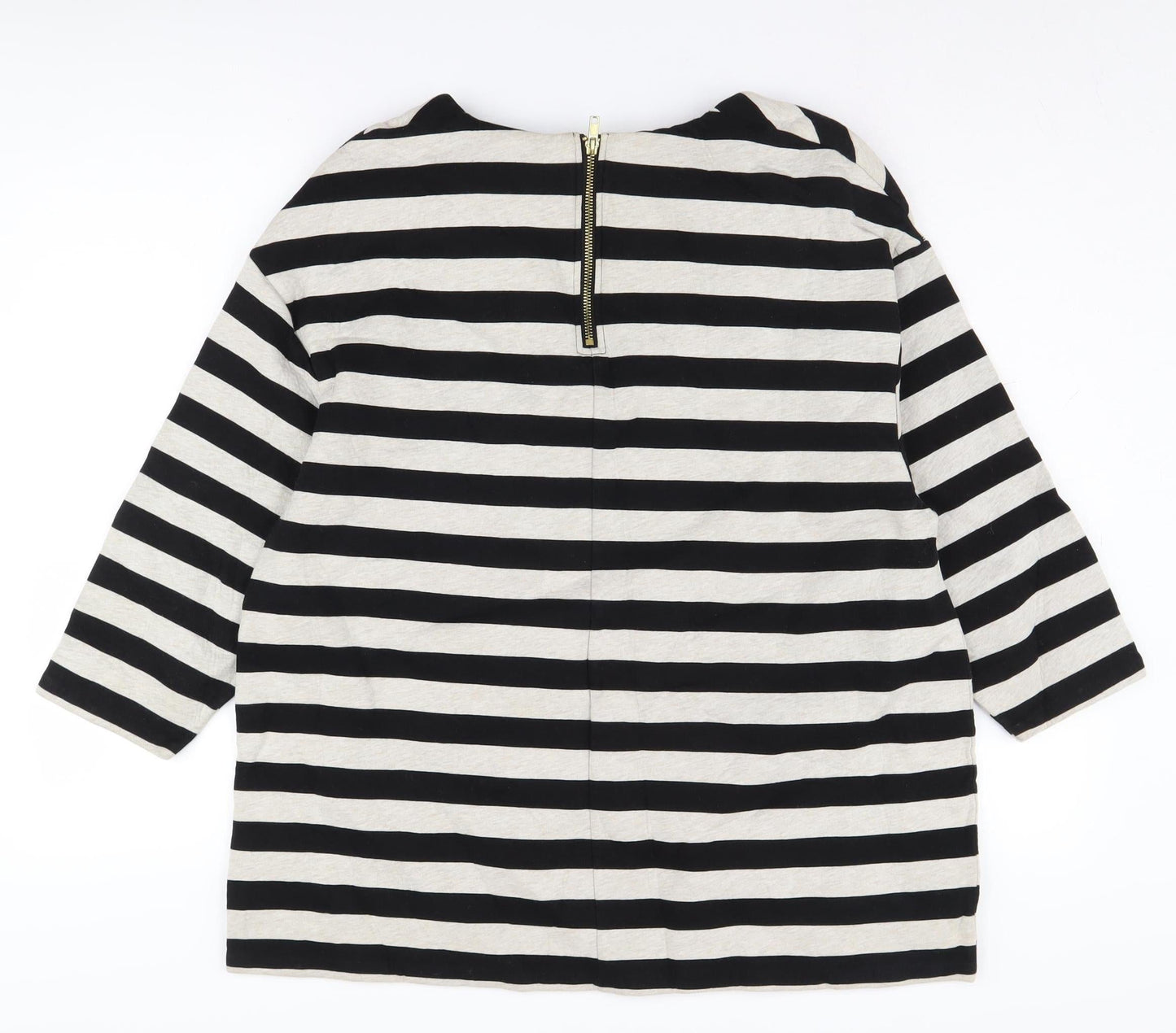 H&M Women's Black Striped Pullover Sweatshirt, Size L