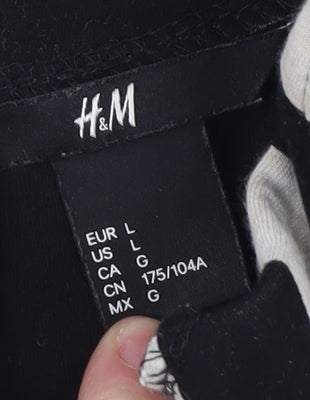 H&M Women's Black Striped Pullover Sweatshirt, Size L