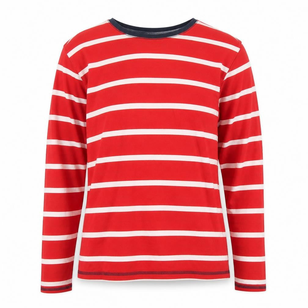 Front view of Cotton Traders Red Striped Jersey T-Shirt S