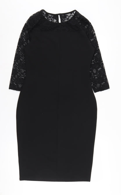 Dorothy Perkins Black Lace Sheath Dress Women Size 10