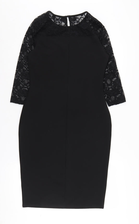 Dorothy Perkins Black Lace Sheath Dress Women Size 10
