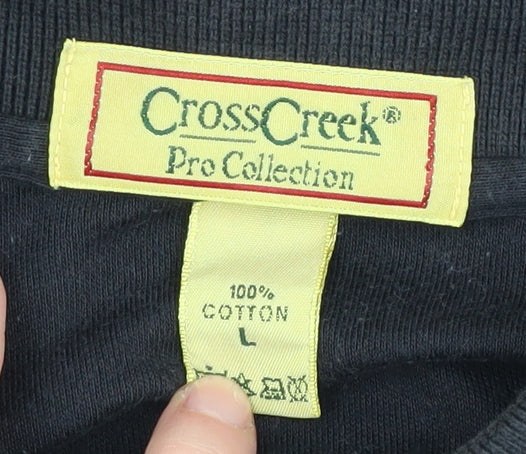 CrossCreek Men's Black Polo Shirt L Short Sleeve