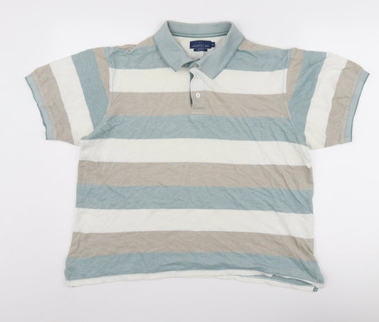BHS Men's Multicoloured Striped Polo Shirt, Medium