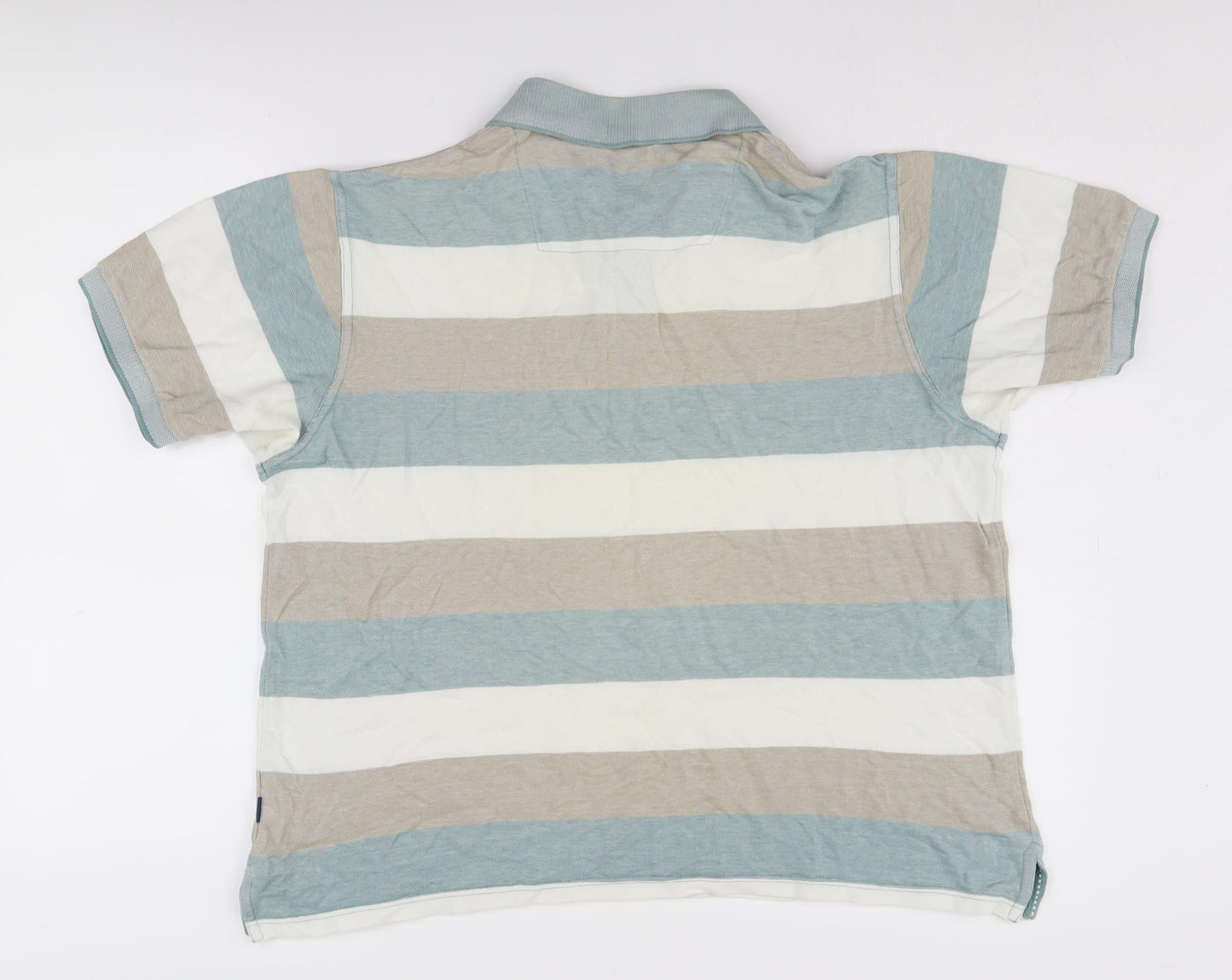 BHS Men's Multicoloured Striped Polo Shirt, Medium