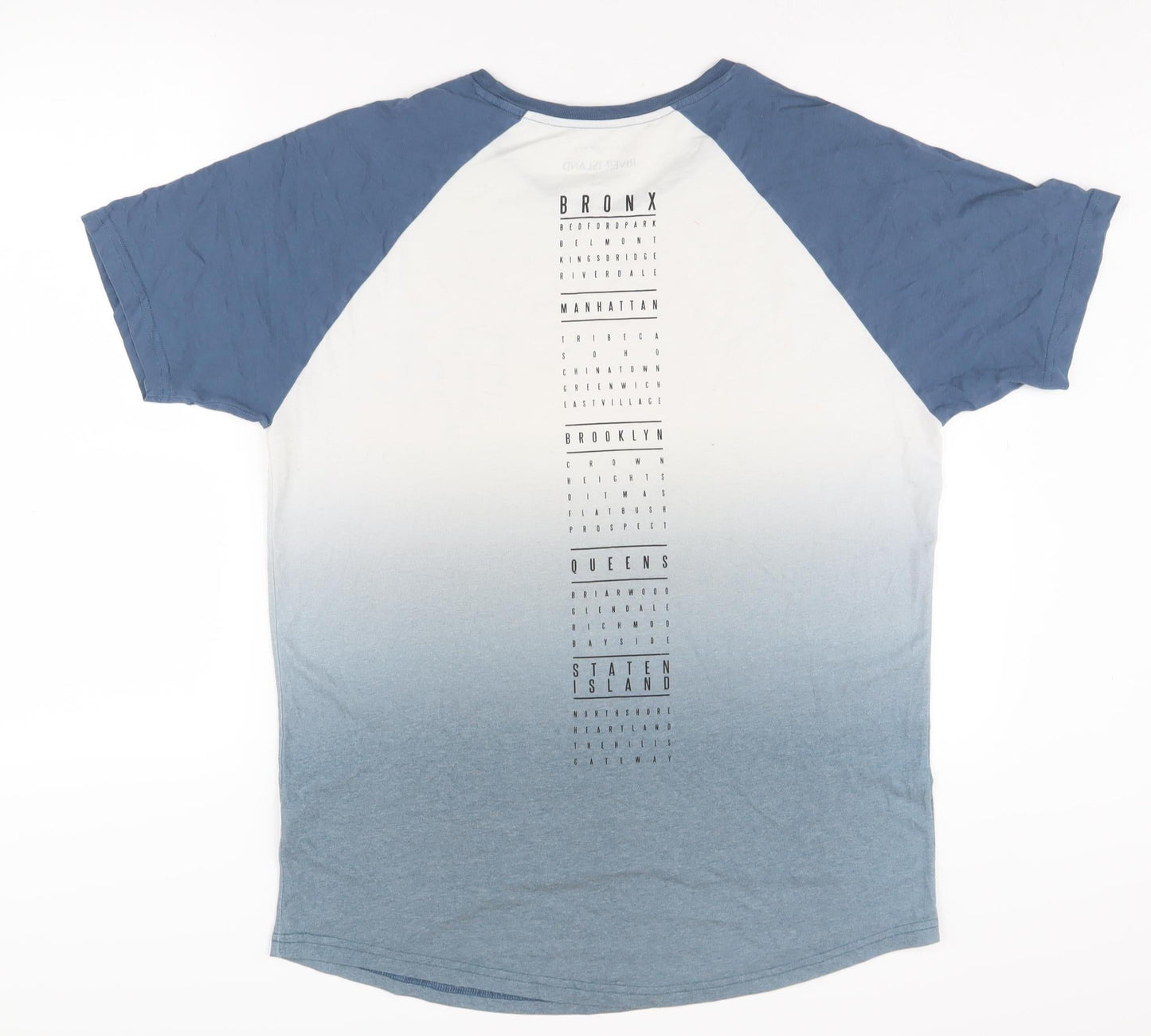 River Island Men Blue Large Graphic Print T-Shirt