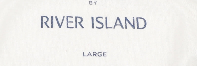 River Island Men Blue Large Graphic Print T-Shirt