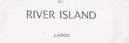 River Island Men Blue Large Graphic Print T-Shirt