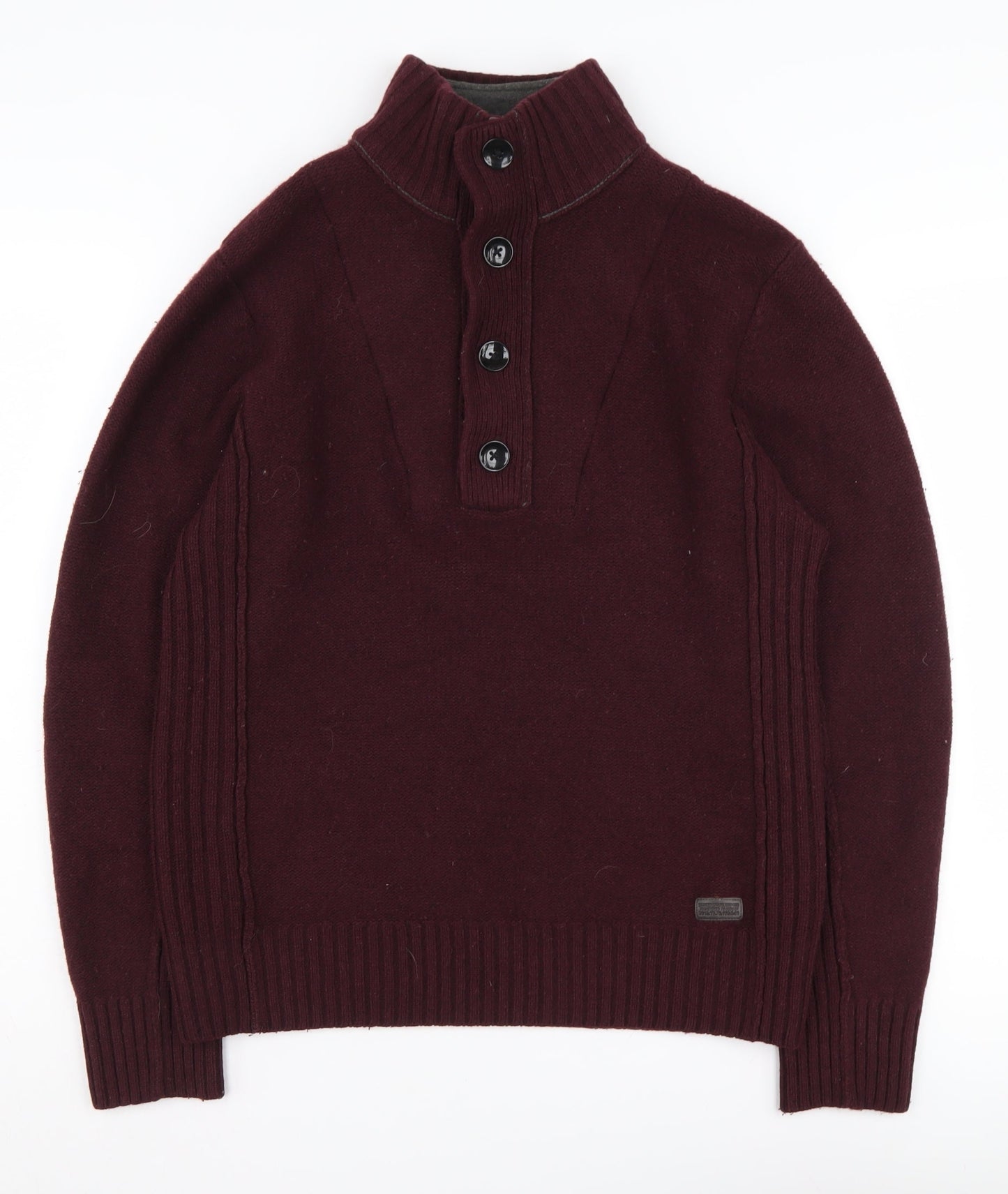 Next Men's Red Wool Henley Jumper Size M