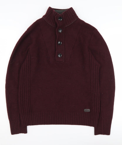 Next Men's Red Wool Henley Jumper Size M