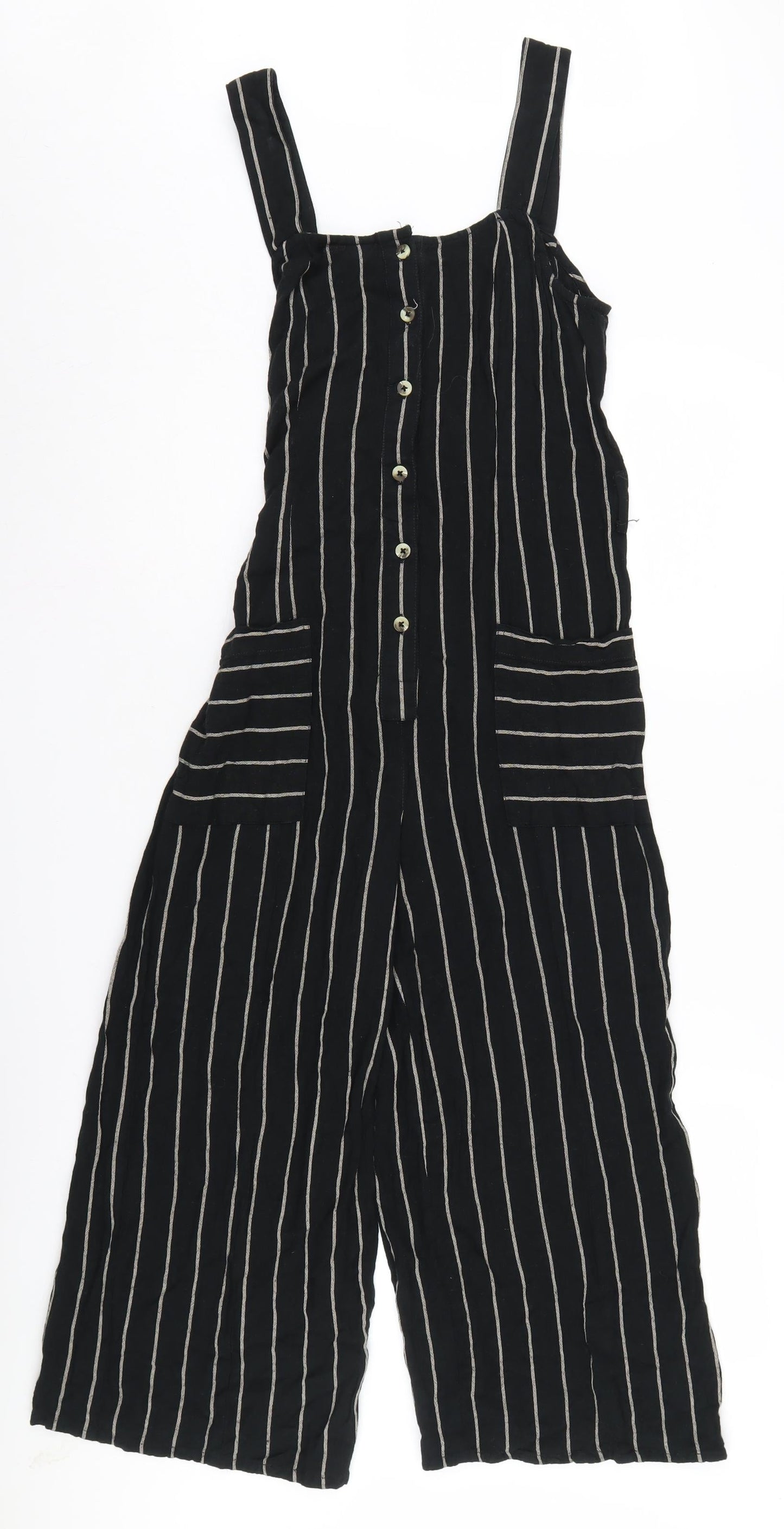 Warehouse Women Black Striped Jumpsuit Size 10