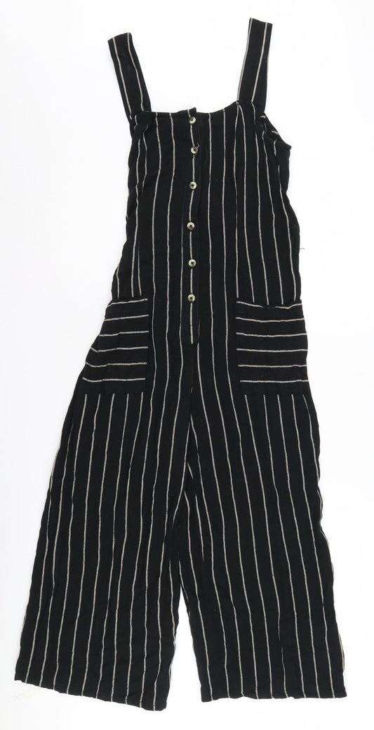 Warehouse Women Black Striped Jumpsuit Size 10