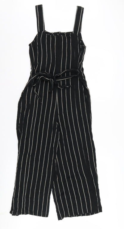 Warehouse Women Black Striped Jumpsuit Size 10