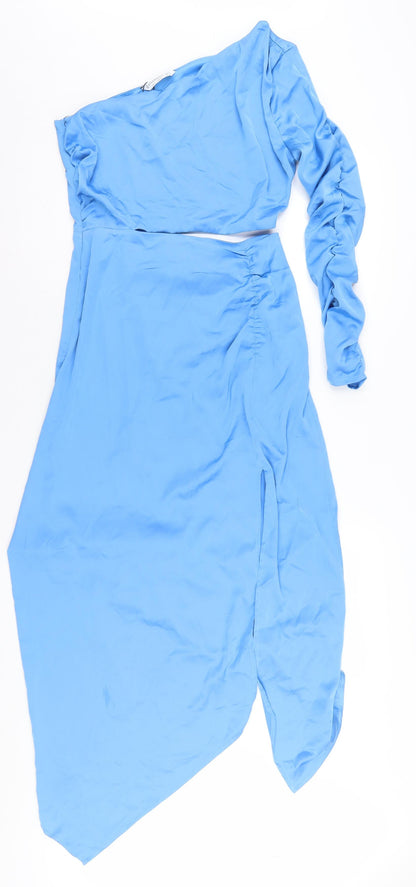 Stradivarius Women's Blue Asymmetric Party Dress M