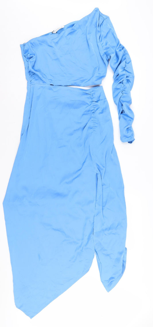 Stradivarius Women's Blue Asymmetric Party Dress M