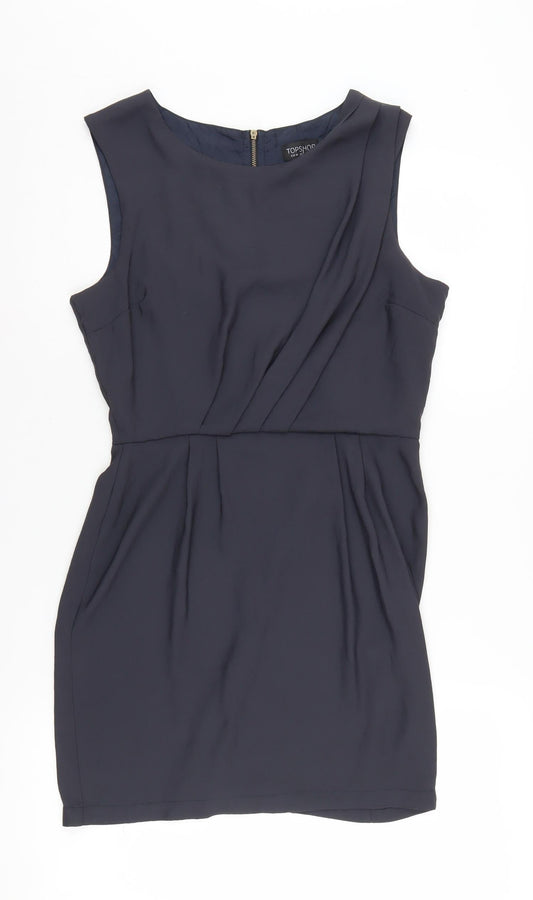 Topshop Women's Blue Sheath Dress, Size 10