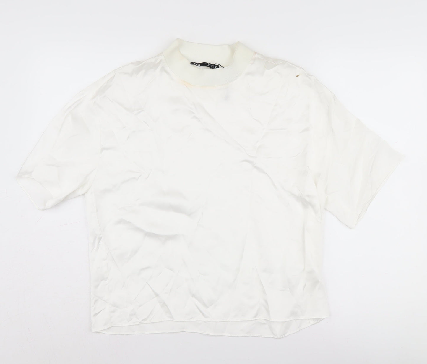 Womens UK Size S Zara White Basic T-Shirt