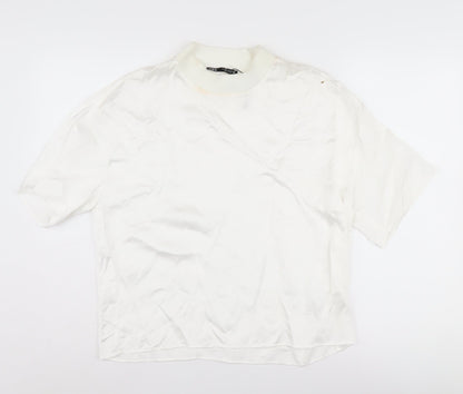 Womens UK Size S Zara White Basic T-Shirt