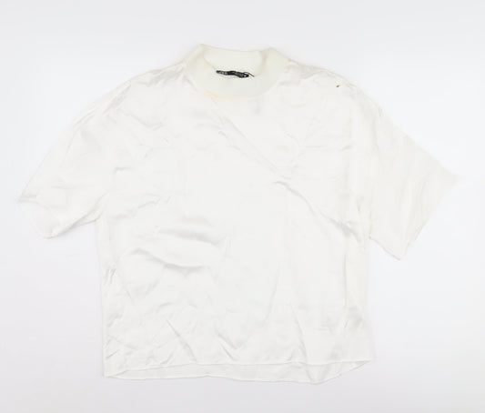 Womens UK Size S Zara White Basic T-Shirt