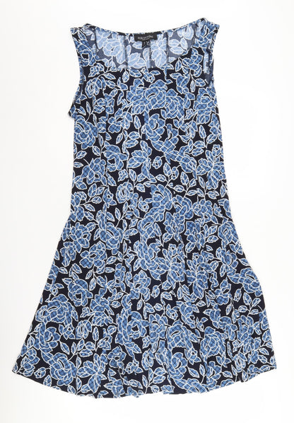 Perceptions Women's Blue Floral A-Line Dress UK 12