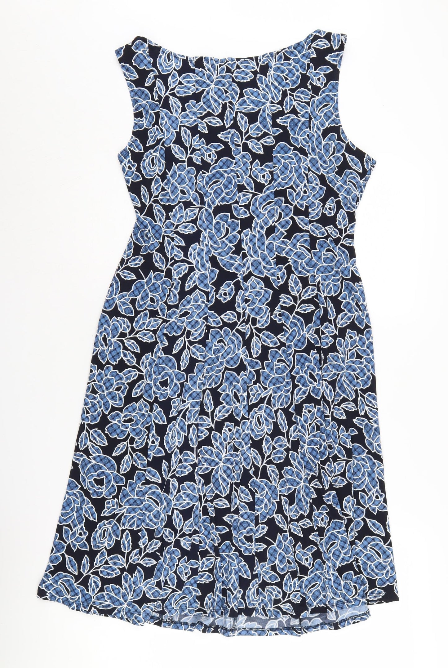 Perceptions Women's Blue Floral A-Line Dress UK 12
