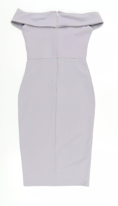 Missguided Women Off Shoulder Grey Pencil Dress UK 8