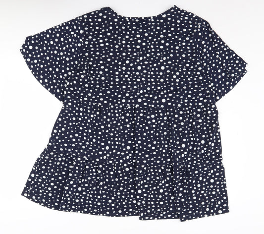 Blue Vanilla Women's Blue Polka Dot Tunic Blouse Size 20