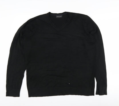 Burton Men's Black Acrylic V-Neck Pullover Jumper - L