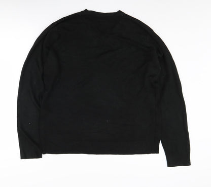 Burton Men's Black Acrylic V-Neck Pullover Jumper - L