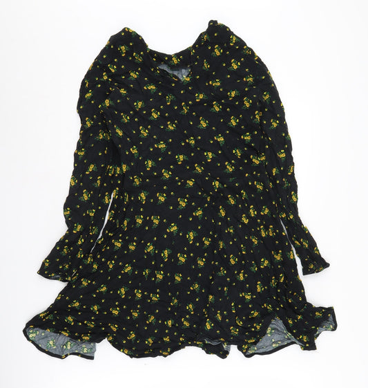 Warehouse Women's Black Floral Dress Size 8