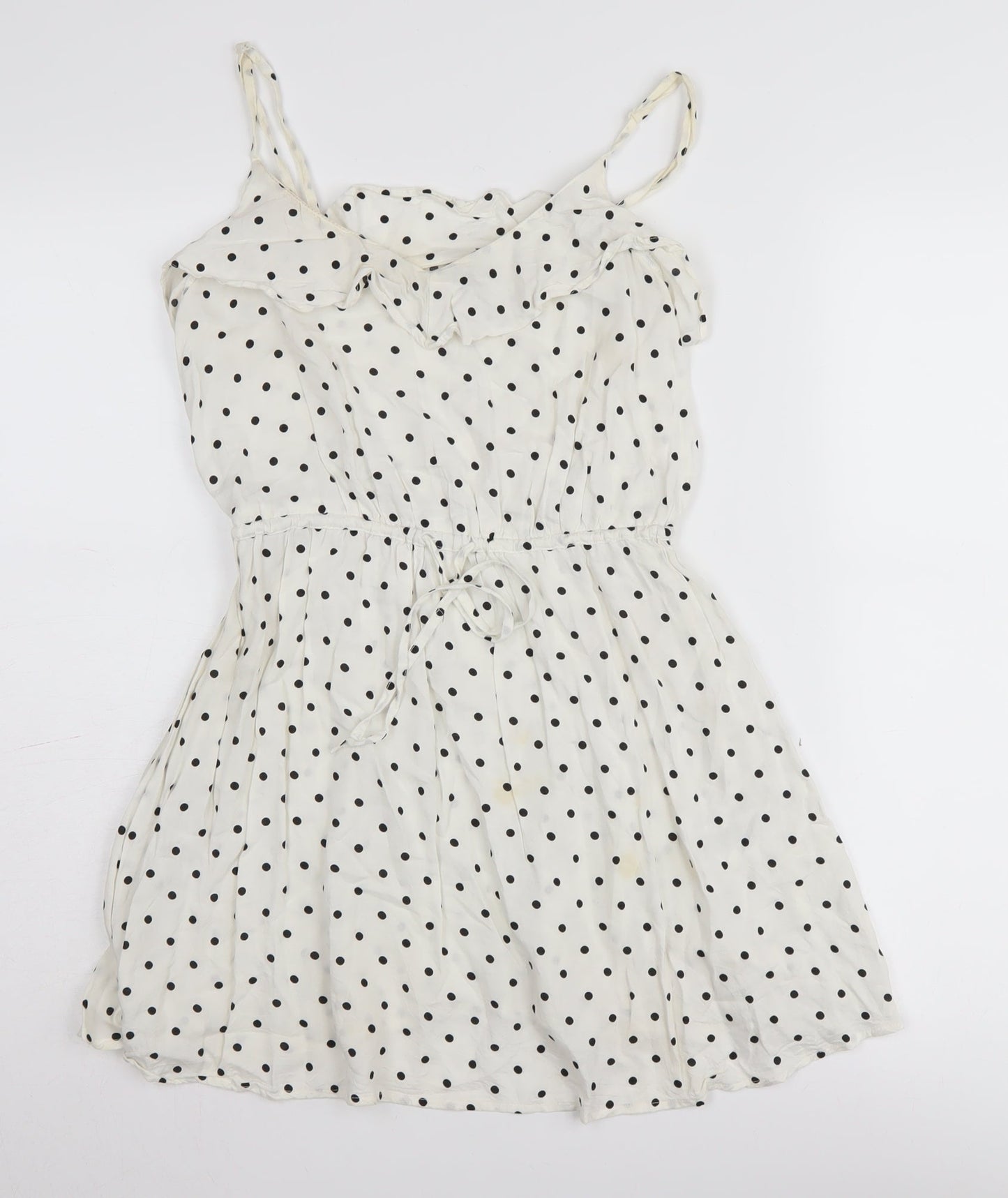 H&M Women's White Polka Dot Slip Dress Size 8