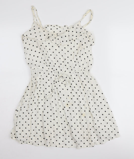 H&M Women's White Polka Dot Slip Dress Size 8