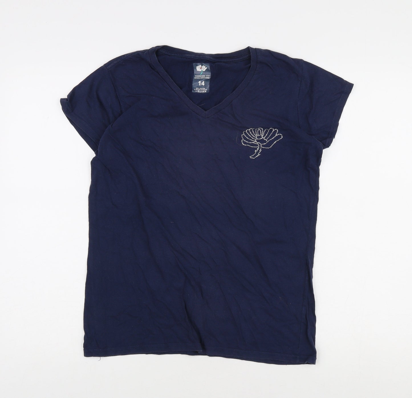 Yorkshire CCC Women's Blue V-Neck T-Shirt