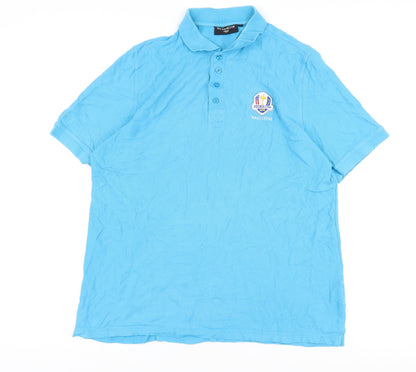 Glenmuir Men's Blue Polo Shirt Medium Short Sleeve Cotton