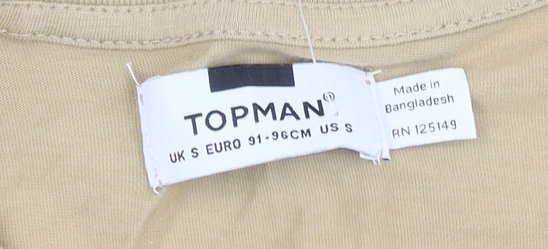 Topman Men's Beige Crew Neck S T-Shirt