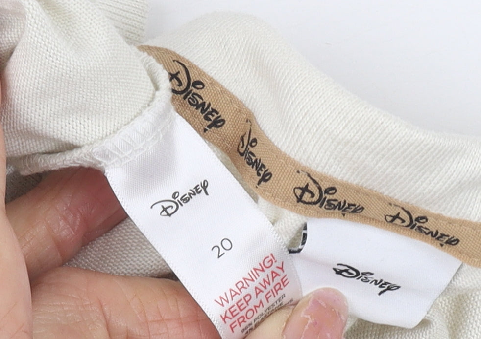 Womens UK Size 20 Disney Ivory Basic T-Shirt