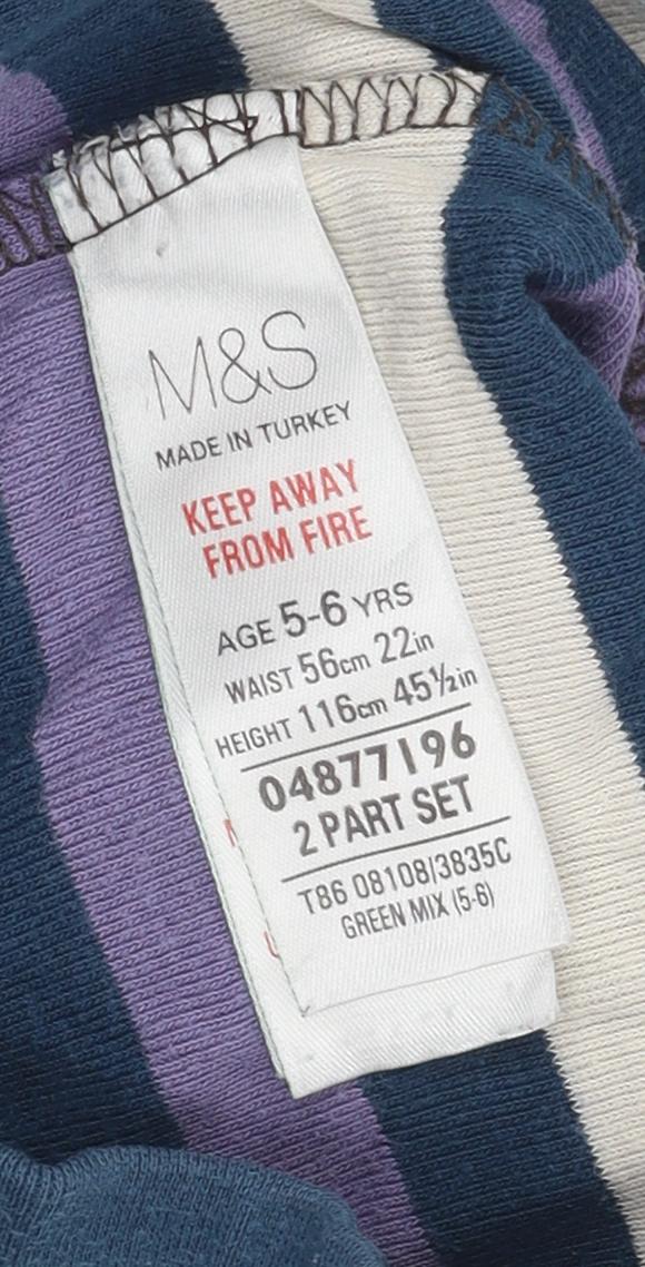 Marks and Spencer Girls Multicoloured Striped Pyjama Pants 5-6 Years