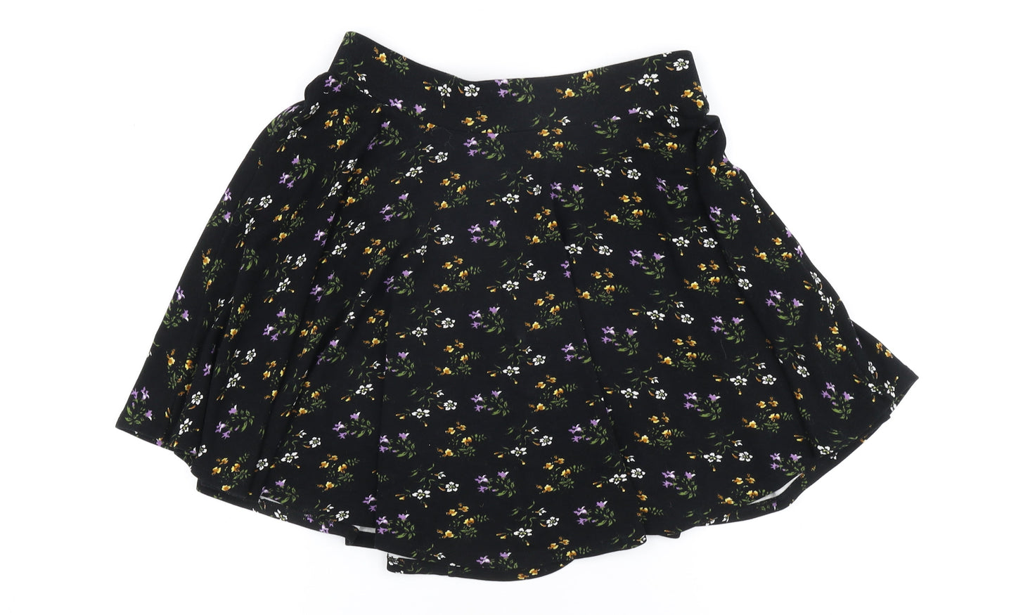 Oasis Women's Black Floral Flare Skirt - S