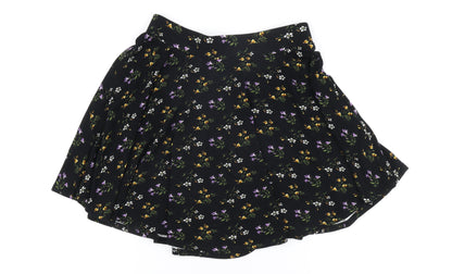 Oasis Women's Black Floral Flare Skirt - S