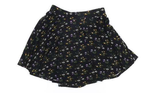 Oasis Women's Black Floral Flare Skirt - S
