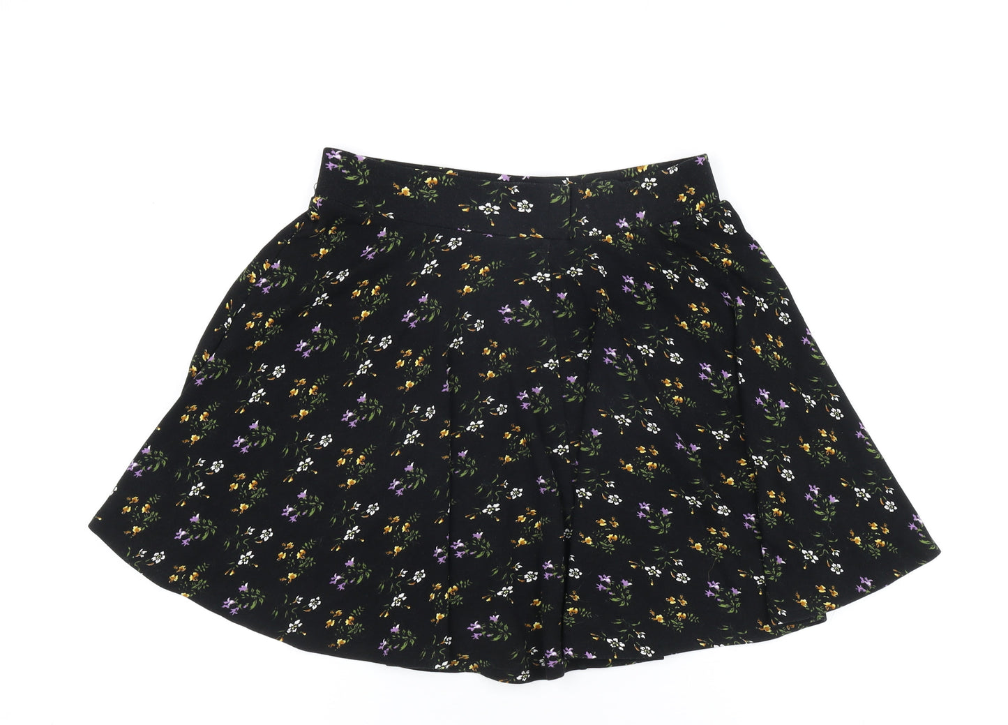 Oasis Women's Black Floral Flare Skirt - S