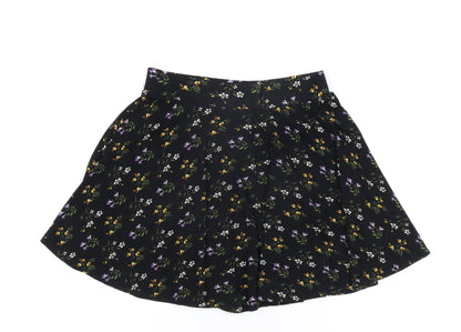 Oasis Women's Black Floral Flare Skirt - S