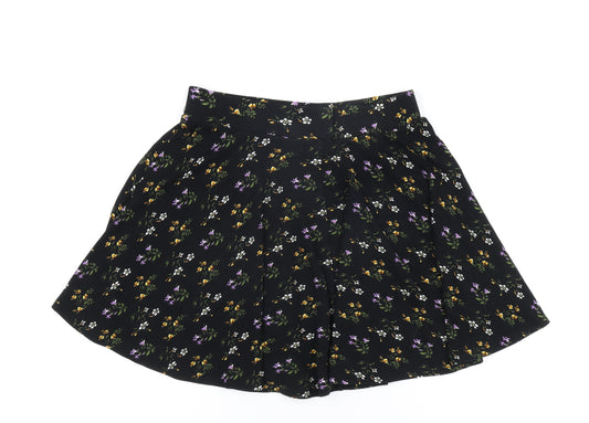 Oasis Women's Black Floral Flare Skirt - S