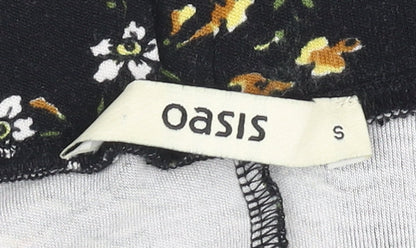 Oasis Women's Black Floral Flare Skirt - S