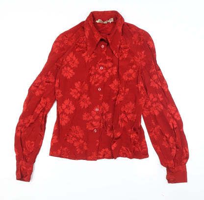 Miss Selfridge Women's Red Floral Blouse Size 12