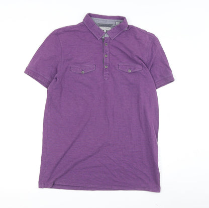 Ted Baker Men's Purple Polo Shirt Size L, Button Style