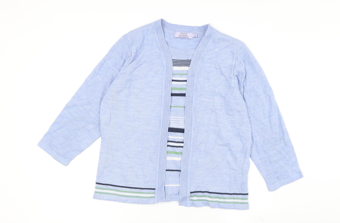 Honor Millburn Women's Blue Cardigan M Striped Acrylic