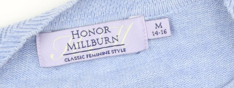 Honor Millburn Women's Blue Cardigan M Striped Acrylic