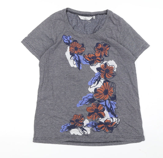 Isle Grey Floral T-Shirt for Women - Size M, Casual Wear