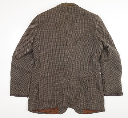 St Michael Men's Brown Wool Blazer, 44L Check Vintage Style